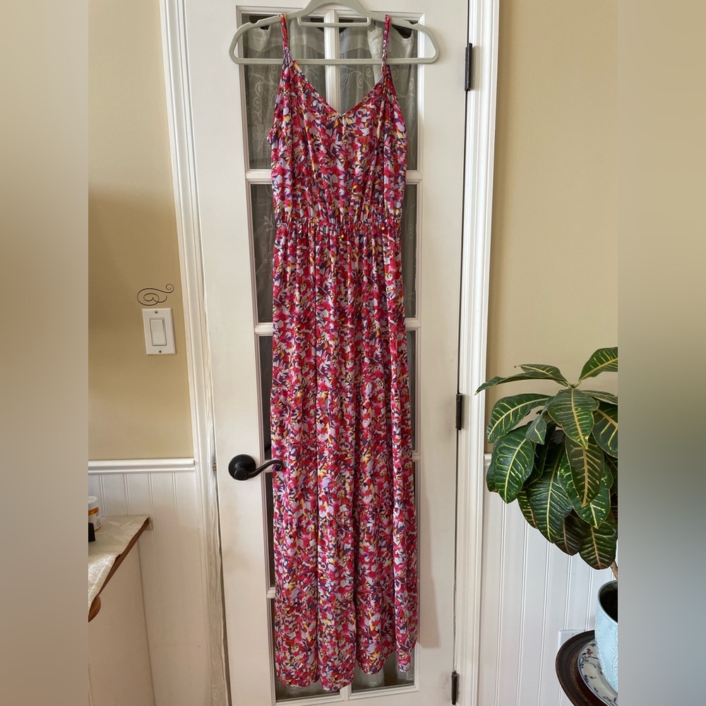 AQUA Floral Maxi Dress-Medium-Purples /Pinks